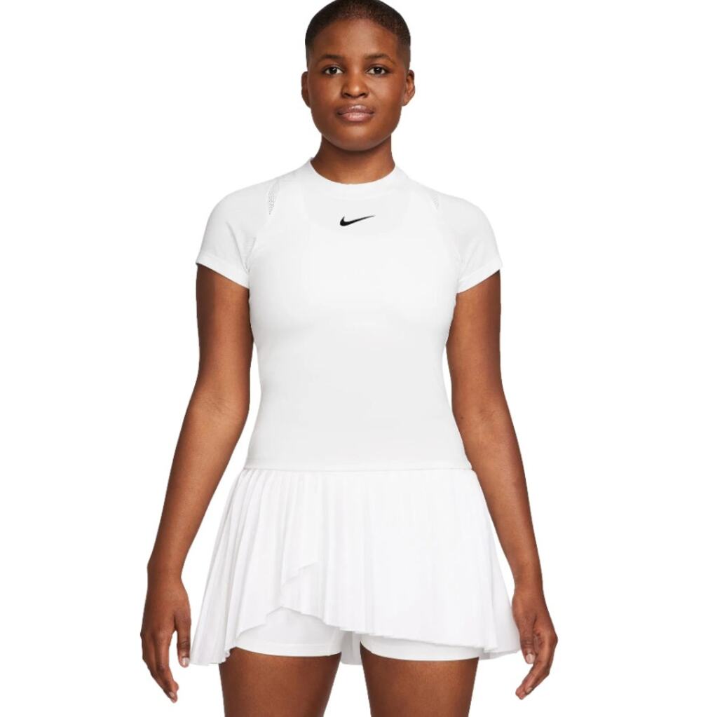 NIKE Women's Court Advantage Tennis T-Shirt Large White Short Sleeve Dri-Fit NWT